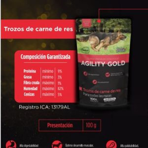 Agility Gold Trozos carne de res x 100 Gr