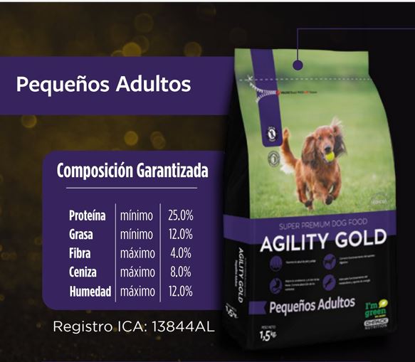 Agility Gold Pequeños Adultos x 1.5 Kg