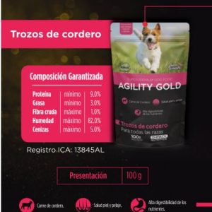 Agility Gold Trozos cordero  x 100 Gr