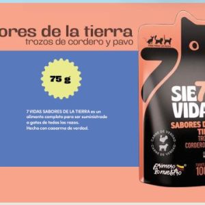 7 Vidas Trozos Sabores de Tierra  cordero y pavo 75g